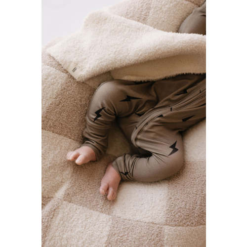 Brown & Black Lightning Bolt | Bamboo Zip Pajamas