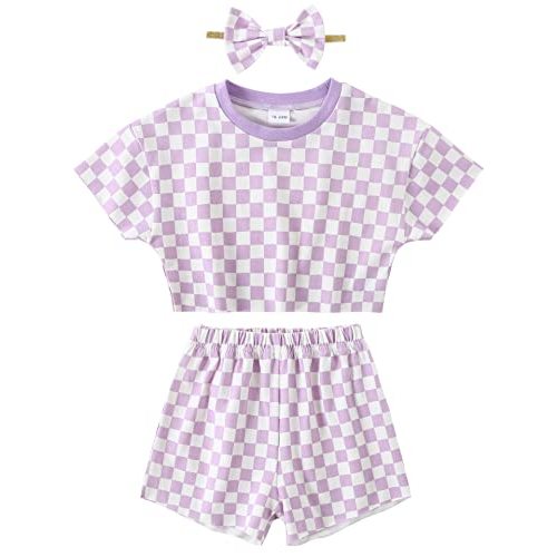WESIDOM Toddler Girl Clothes Baby Girls Outfits 6M-5T Summer Floral Print Shirt+Shorts+Headband 3pcs Baby Clothing