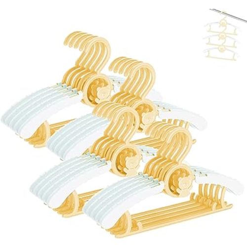 HGYZE Baby Nursery Closet Hangers, Ultra-Thin Non-Slip and Extendable Laundry Infant Pant Hanger for Newborn Clothes -20pcs Yellow Gift- Adjustable Children Coat Hanger for Girl Boy Toddler Kids Child