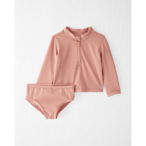 Baby Recycled Rashguard Swimsuit Set - Style,Fossil Tan