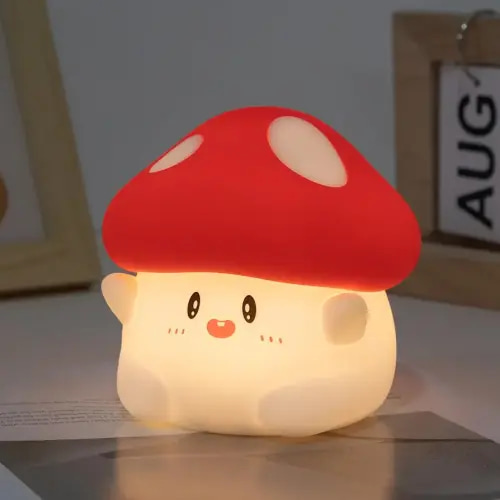 Hug Mushroom Night Light, 50-Hour Battery & Pat Control, Squishy Lamp for Kids Bedroom, Girls, USB Rechargeable with Timer, Valentines Gifts