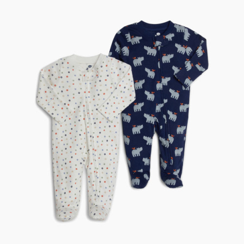 Small Story Printed Footie (2 Pack) - Rhino And Bird, 0-3 M