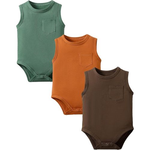 Sleeveless Onsies for Baby Boys' Bodysuits 3 Pack Infant Baby Clothes Neutral Summer Baby Undershirt 0-2T