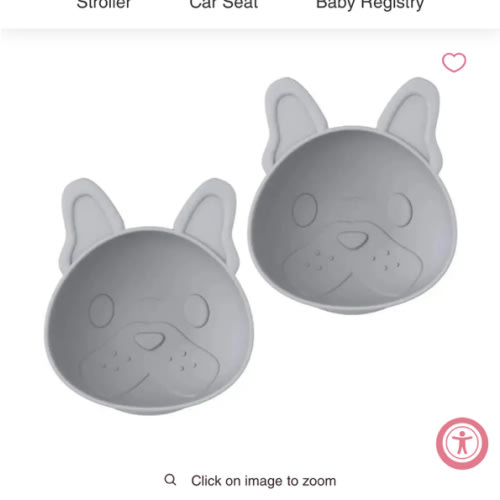 Melii - Silicone Suction Bowls,10.1 oz, 2 Pack, Bulldog