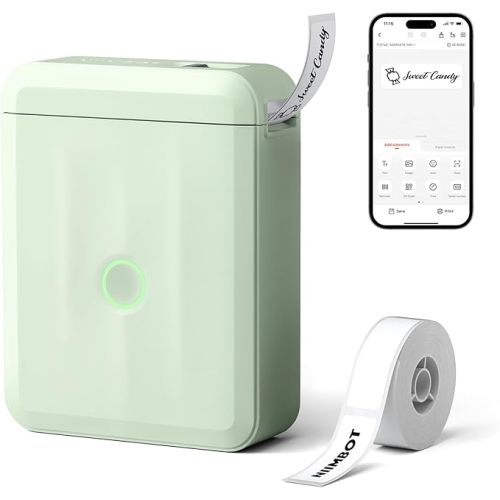 NIIMBOT D110 Upgraded Version Mini Label Maker Machine with Tape, Portable Bluetooth Thermal Printer, Sticker Labeler with Multiple Templates for Office Organization Home Kitchen School, Green