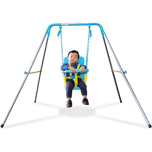 Sportspower FNS-004 My 1st Toddler Swing - Heavy-Duty Baby Indoor/Outdoor Swing Set with Safety Harness, Puppy Version, 58" L x 58" W x 47" H