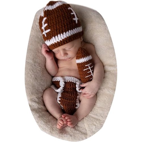 Baby Photography Outfits Crochet Knitted Football Player Outfits Newborn Photo Sports Costume 0-1 Month