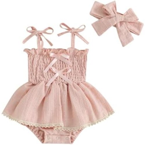 Newborn Baby Girl Bodysuit Sleeveless Halter Frill Romper One-piece Jumpsuit with Headband Summer Clothes Set