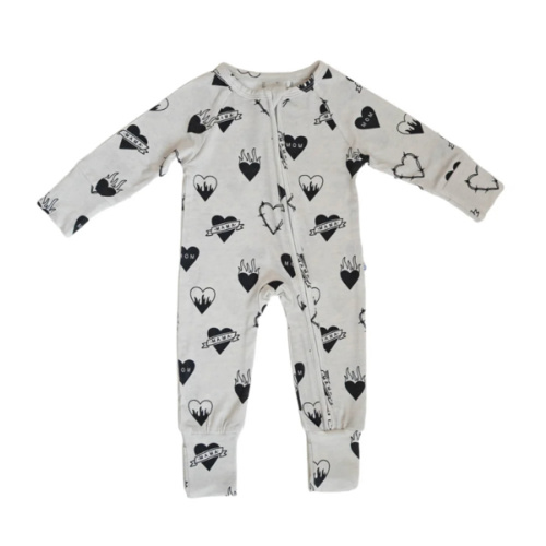 Tattoo Heart Heather Grey | Bamboo Zip Romper – Brixton.Phoenix
