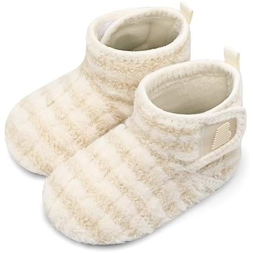 BARERUN Toddler Slippers Girls Boys House Shoes Baby Winter Booties Plush Cozy Kids House Slipper Warm Lightweight Infant Walking Shoes Socks
