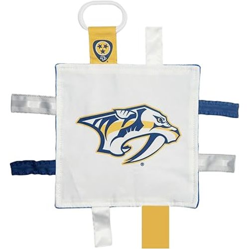 The Learning Lovey Nashville Predators Baby Tag Toy - NHL Hockey Baby Sensory Crinkle Toys - Soft & Safe - Ideal Baby Stroller Toy - BPA Free w/Stroller Clip (8" x 8" Tag Toy)…