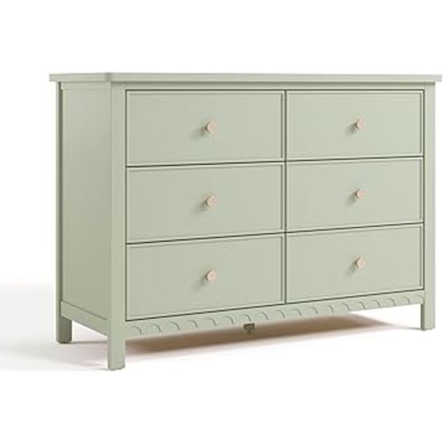 Graco Sasha 6 Drawer Dresser (Sage) – GREENGUARD Gold Certified, Wood Storage for Nursery or Kids’ Room, Safe Interlocking Drawer System & Easy Assembly with Pre-Installed Tracks