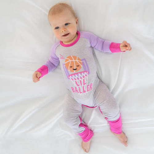 Pink Lil Baller Crescent Zippy – Little Sleepies