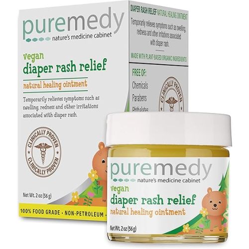 Puremedy Baby Diaper Rash Healing Ointment, All Natural Vegan Homeopathic Balm Soothes and Relieves Symptoms of Dry Itchy Flaky Red Skin - 2 oz (Pack of 1)