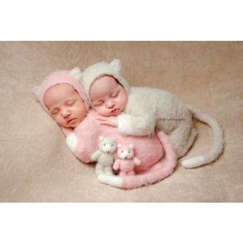 Newborn knitted cat romper set. Cat hat, knitted cat toy. newborn shooting accessories.Baby photo props supplies.gift. Halloween outfit