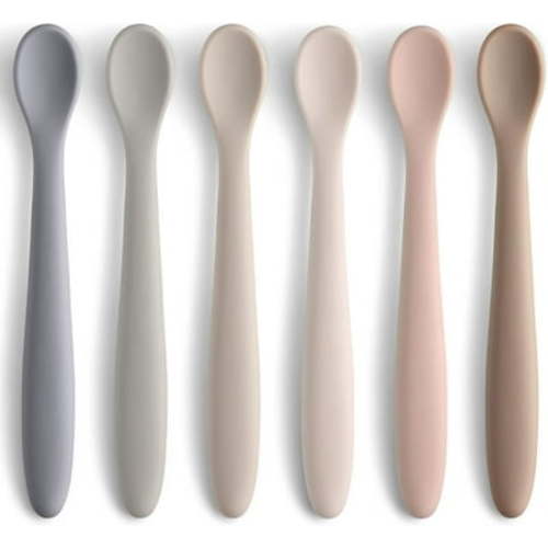 6-Piece Silicone Feeding Spoons for First Stage Baby and Infant, Soft-Tip Easy on Gums I Training Spoon | Baby Utensils Feeding Supplies, Dishwasher & Boil-proof