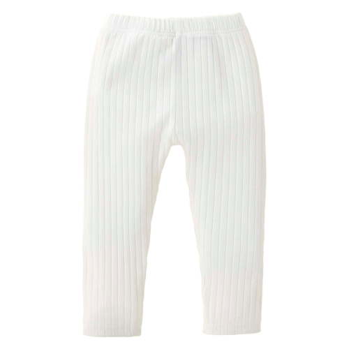 BXINGOHAI Toddler Girls Boys Cotton Pants Baby Solid Ribbed Pants Elastic Waist Bottoms Leggings Newborn Jogger Pant under 5 White,0-3 Months