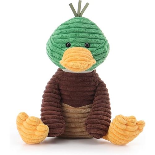 Apricot Lamb Corduroy Mallard Duck Stuffed Animals for Kids, Soft Cute Plush Toys for Baby Girl and Boy, 12 Inches