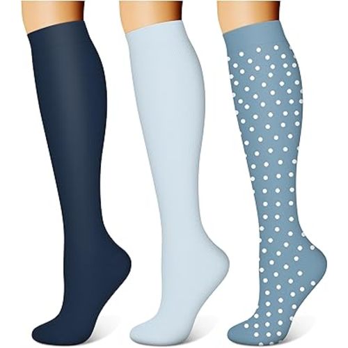 WITHYOU 3 Pairs Compression Socks for Women & Men 15-20 mmHg,Best Support for Nurses Running Hiking