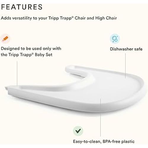 Amazon.com : Stokke Tray, White - Designed Exclusively for Tripp Trapp Chair + Tripp Trapp Baby Set - Convenient to Use and Clean - Made with BPA-Free Plastic - Suitable for Toddlers 6-36 Months : Childrens Highchair Accessories : Baby