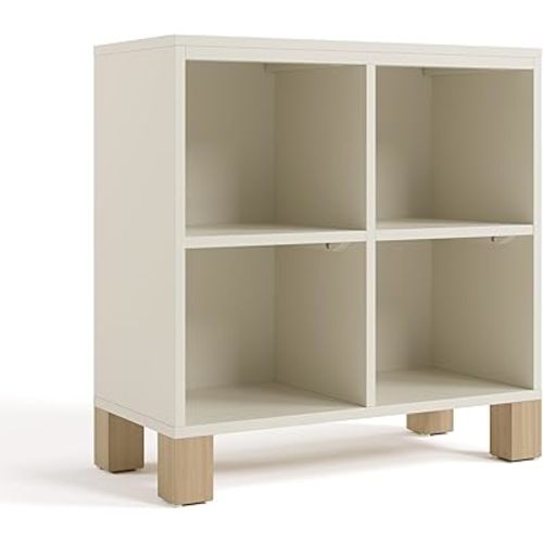 Storkcraft California Cube Organizer Bookcase (Frosted Oat with Driftwood) – GREENGUARD Gold Certified Book Shelf for Kids, Premium Wooden Cubbies