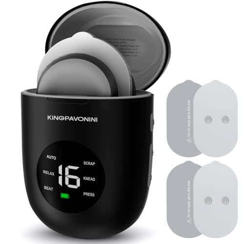 KingPavonini Wireless TENS Unit, Muscle Stimulator for Pain Relief, Portable Rechargable TENS EMS Machine, LED Screen, Remote, Dual Channel 6 Modes 16 Intensity Massager, Charging Case (4 Pads)