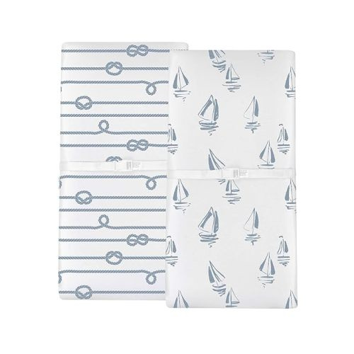 Ely's & Co. Changing Pad Cover Set | Cradle Sheet Set 100% Cotton Jersey Knit 2 Pack (Blue)