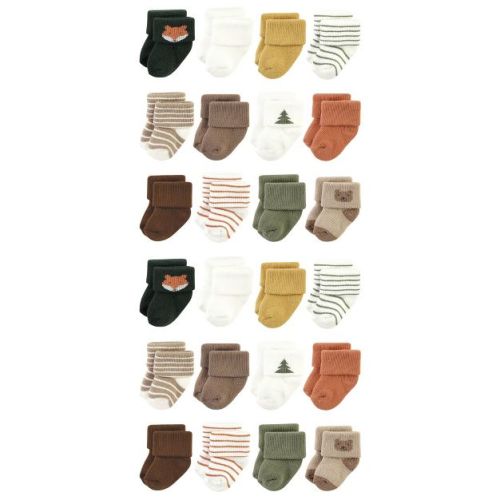Hudson Baby Cotton Rich Baby Terry Socks 24-pack, Harvest Bear, 6-12 Months
