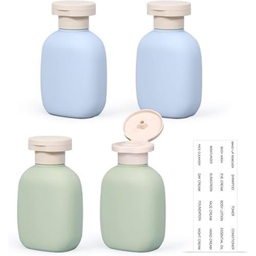 3.4 oz Small Plastic Travel Shampoo Bottles, Empty Plastic Squeeze Bottles with Flip Cap for Toiletries, Leakage-proof Travel Shampoo and Conditioner Bottles
