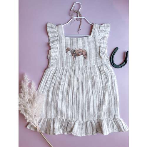 Watercolor Pally Muslin Dress (Baby & Toddler) - Taupe Stripe