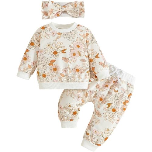 Baby Girl Sweatshirt Clothes Pants Set Joggers Toddler Fall Outfit Infant Sweatsuit