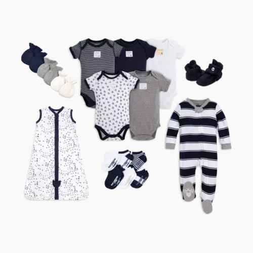 Burt\'s Bees Baby Organic Cotton Newborn Essentials Bundle - Blue, 0-3 M
