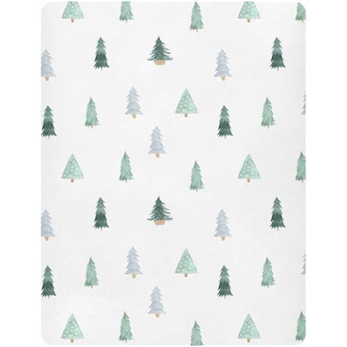 Burbuja Christmas Tree Crib Sheet for Boys Girls, Fitted Crib Sheet 28 x 52 in for Standard Crib & Toddler Bed Mattresses, Soft & Breathable