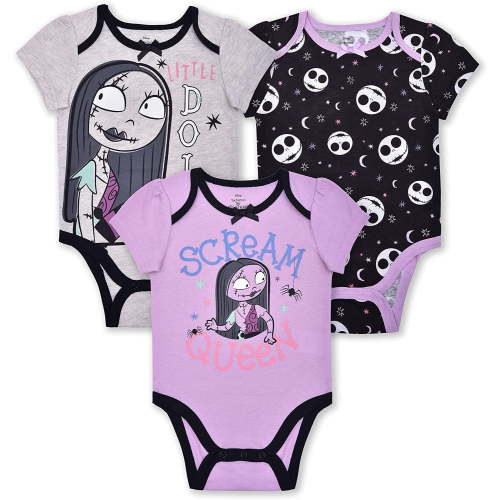 Disneys Night Before Christmas 3 Pack Short Sleeve Creeper for Baby, Girls Bodysuit Bundle
