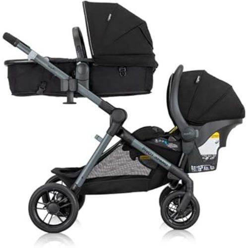 Evenflo Pivot Xpand Modular Travel System with LiteMax Infant Car Seat (Ayrshire Black)