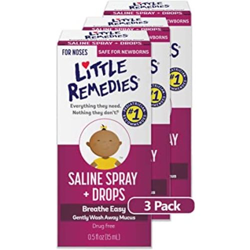 Little Remedies Saline Spray and Drops, Safe for Newborns, 0.5 fl oz, 3 Pack