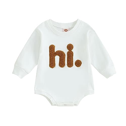 VISGOGO Newborn Infant Baby Boy Girls Oversized Romper Little Dude Sweater Onesie Coming Home Outfit Neutral Clothes