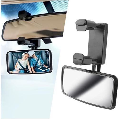 360° Curved Baby Car Mirror without Dead Angle,Clip on Car Seat Mirror for Baby Rear Facing Clips Onto Rearview Mirror,Adjustable Baby Mirror for Car SUV Truck