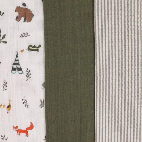 Little Unicorn Cotton Muslin Swaddle 3 Pack - Forest Friends 2
