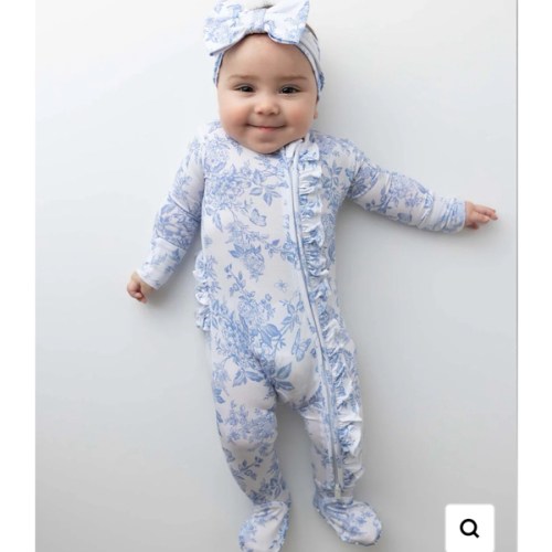 Sarah Ruffled Zippered Footie 6-9