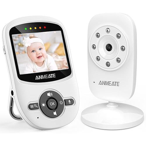 ANMEATE Video Baby Monitor with Digital Camera, Digital 2.4Ghz Wireless Video Monitor with Temperature Monitor, 960ft Transmission Range, 2-Way Talk, Night Vision, High Capacity Battery(1 Camera)