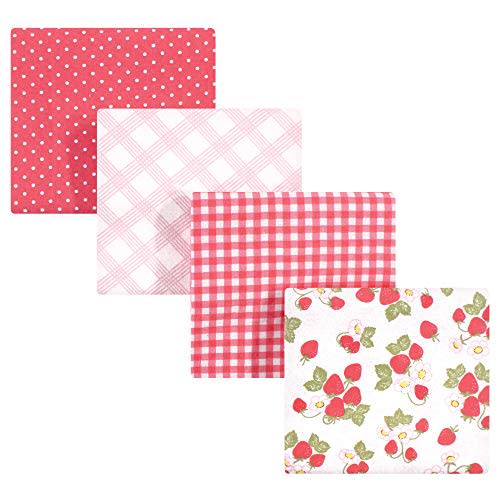 Hudson Baby Unisex Baby Cotton Flannel Receiving Blankets, Strawberries, One Size