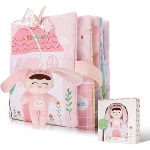 Soft Cloth Books for Baby Gift Activity Quiet Cloth Books Developmental Toys Interactive Baby Books for Toddlers Infants Kids Toys Gift for 0-2 Year Old Doll