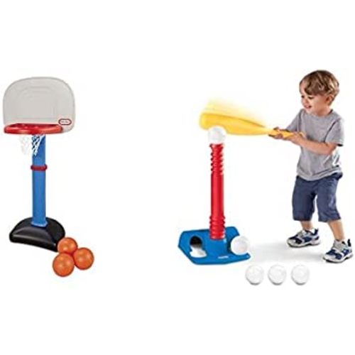 Little Tikes T-Ball Set, Red, 5 Ball Amazon Exclusive with Little Tikes Easy Score Basketball Set - 3 Ball Bundle