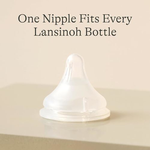 Lansinoh NaturalWave Baby Bottle Nipples, Slow Flow (S), 4 Count