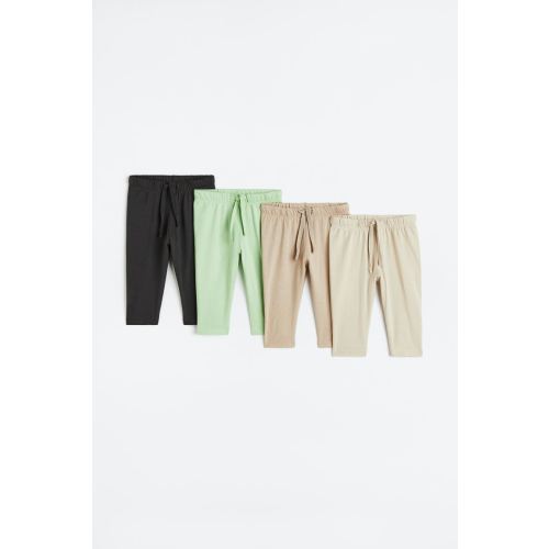 4-pack Cotton Jersey Joggers, Light beige/light green