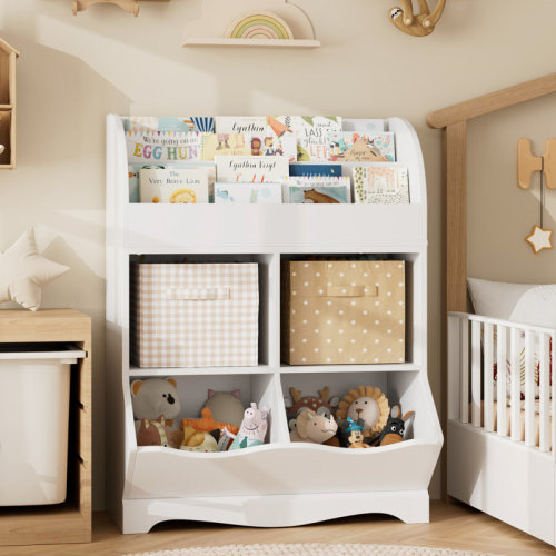 Viv + Rae™ Kupang 35.1"H Wood Storage Cube Bookcase with Display Shelf, White & Reviews | Wayfair