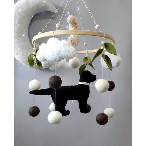 Mobile dog, baby mobile,black retriever, Labrador retriever, mobile retriever, mobile dog cub, mobile in a crib,gift for a newborn