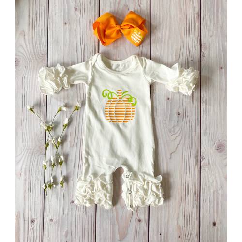 Baby girl Pumpkin romper, personalized Halloween outfit, fall girl clothing, Thanksgiving romper, baby girl gift
