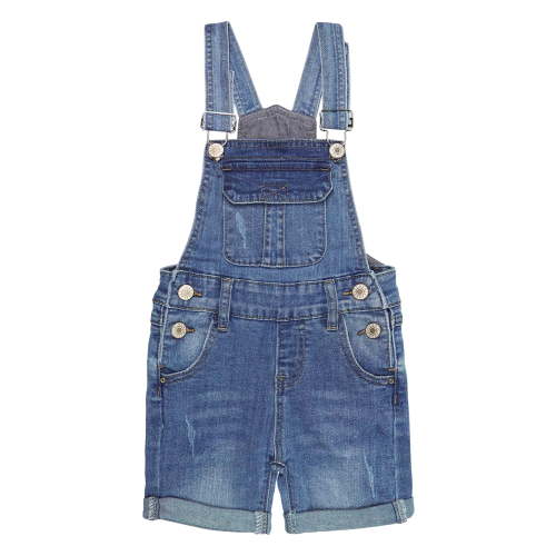 KIDSCOOL SPACE Girls Shorts, Baby Little Girls Stretchy Denim Shortalls, Light Blue,9-12 Months